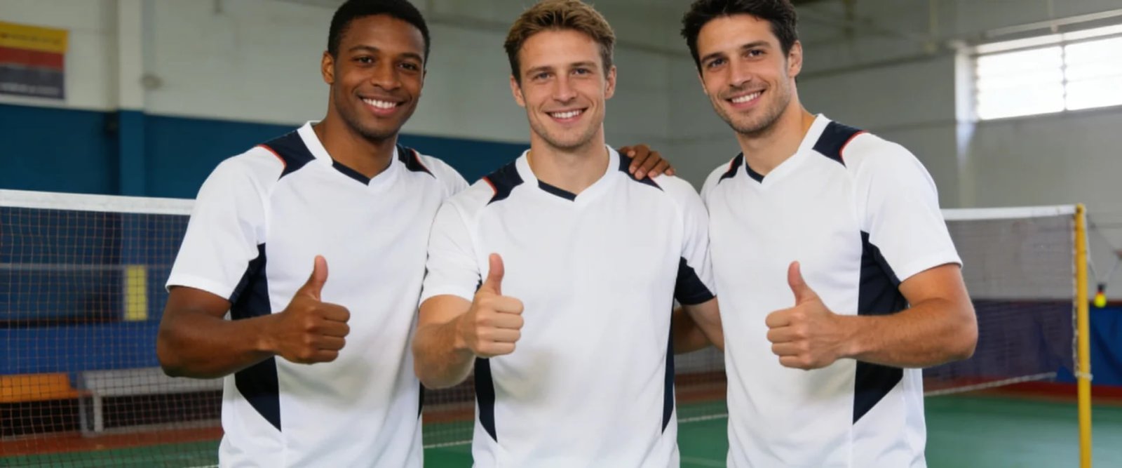 Badminton player performing a jump smash