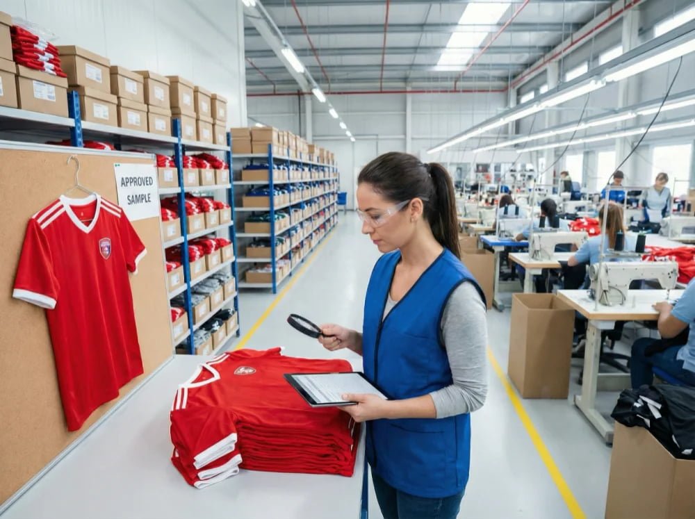 Quality check of custom youth soccer uniforms