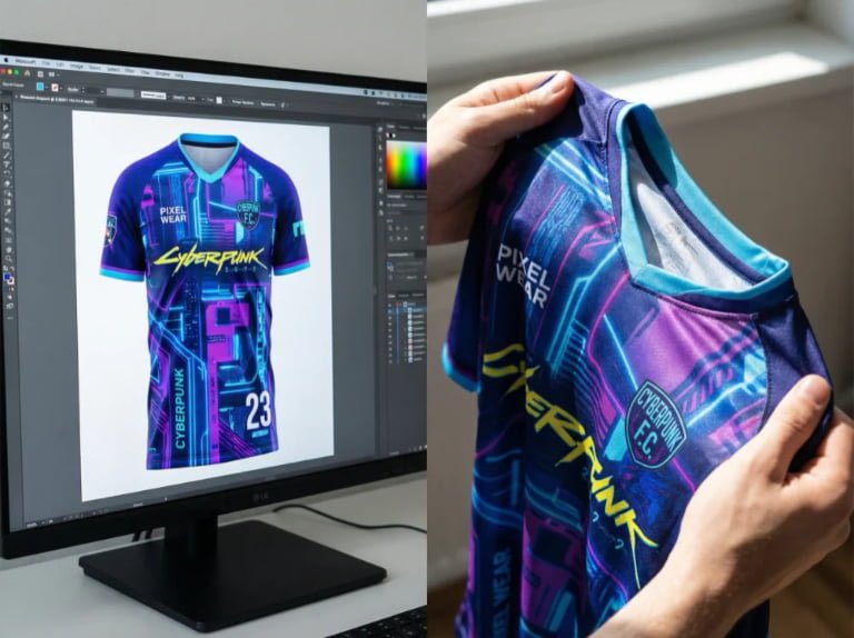 Physical vs digital jersey sample comparison
